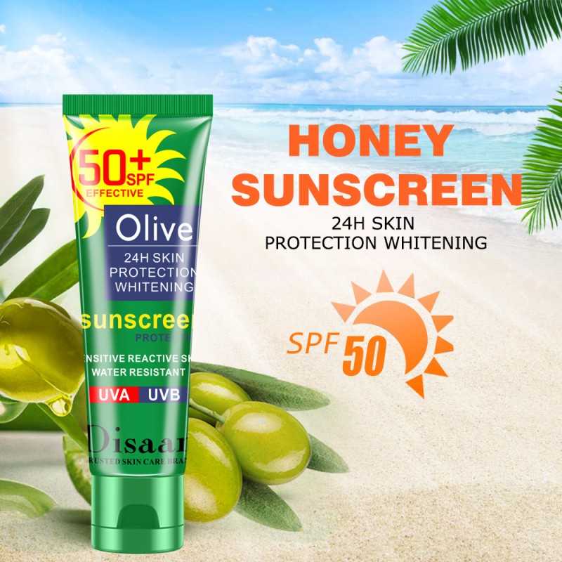 SPF 50+ Facial Body Sunscreen Whitening Sunblock Cream Oil-Control Moisturizing Olive Oil Skin Protective Cream