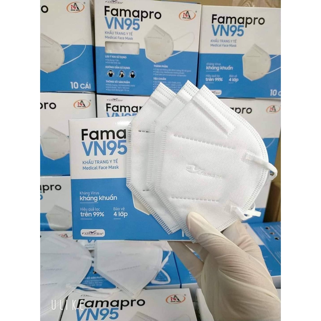 Khẩu trang VN95 Famapro nhiều màu 1 hộp 10 cái - 1 thùng 500 cái combo 10-50 cái