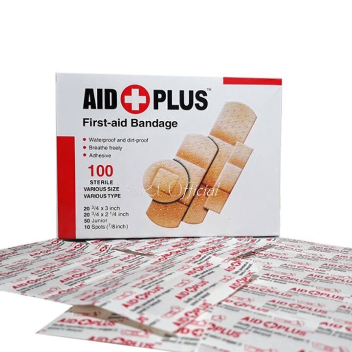 Băng cá nhân Urgo y tế AID FIRST hộp 100 miếng với 4 size cực kì tiện dụng