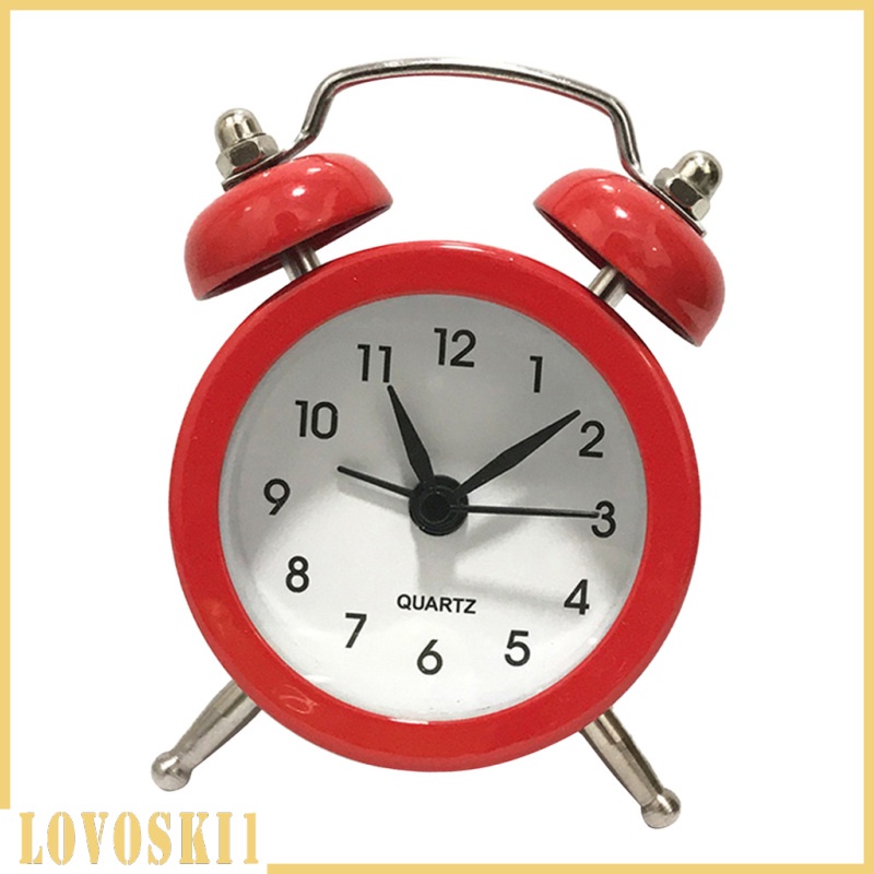 [LOVOSKI1]Battery Powered Quartz Alarm Clock, Loud Twin Bell, Bedside Clocks White