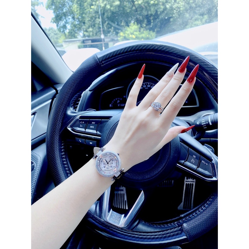 Đồng hồ nữ LV chính hãng, đồng hồ đeo tay nữ LV mặt xoay full box cao cấp, mặt đính kim cương nhân tạo, siêu sang cho nữ