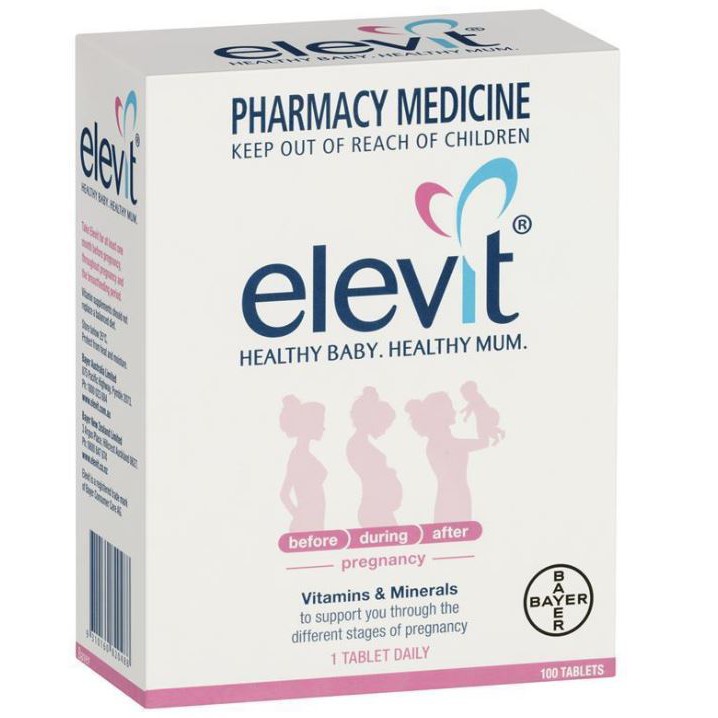 Viên uống vitamin tổng hợp Elevit nội địa Úc cho phụ nữ mang thai và sau sinh hộp 100 viên