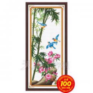 Tranh thêu chữ thập Tứ quý - Trúc <> chưa thêu