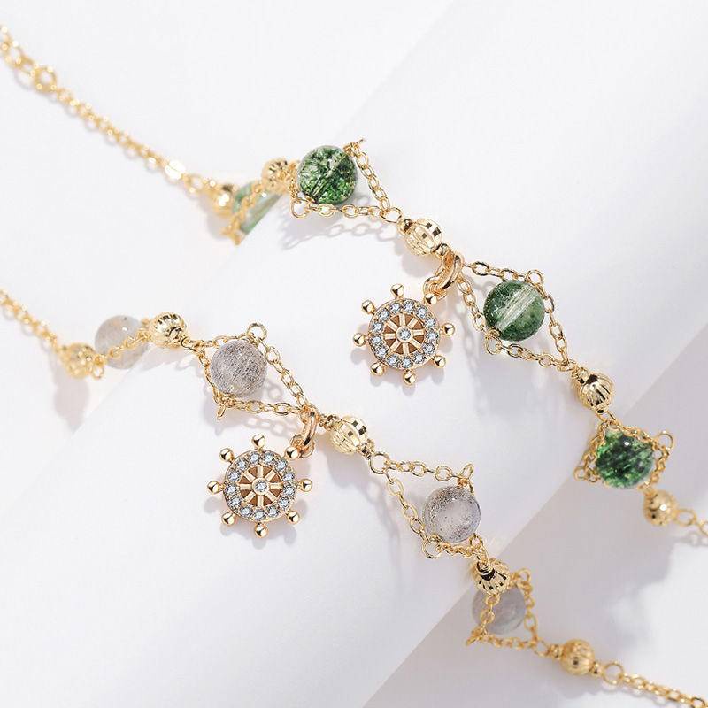 Vòng Đeo Tay Hình Ma Đính Đá Pha Lê Xanh Lá Cao Cấp Thiết Kế Thời Trang Mới 2022 Làm Quà Tặng Cho Bạn Gái