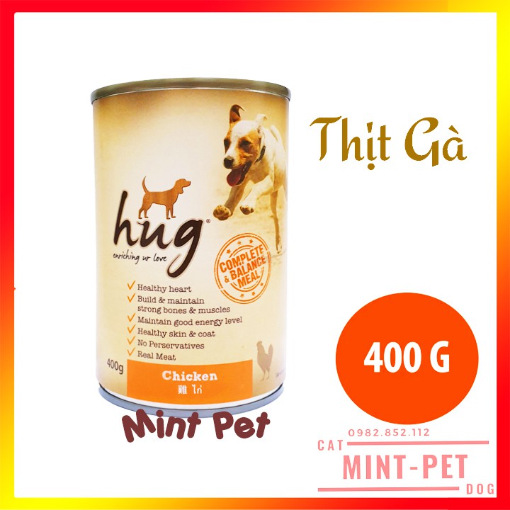 Pate Dinh Dưỡng HUG Cho Chó Dang Lon 400 Gram #MintPet