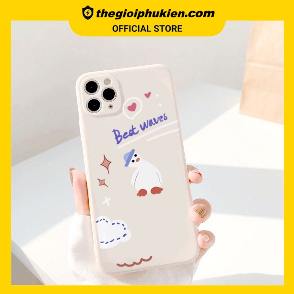 Ốp lưng iphone cạnh vuông Vịt đội mũ dành cho iphone 6 đến 14promax - E69