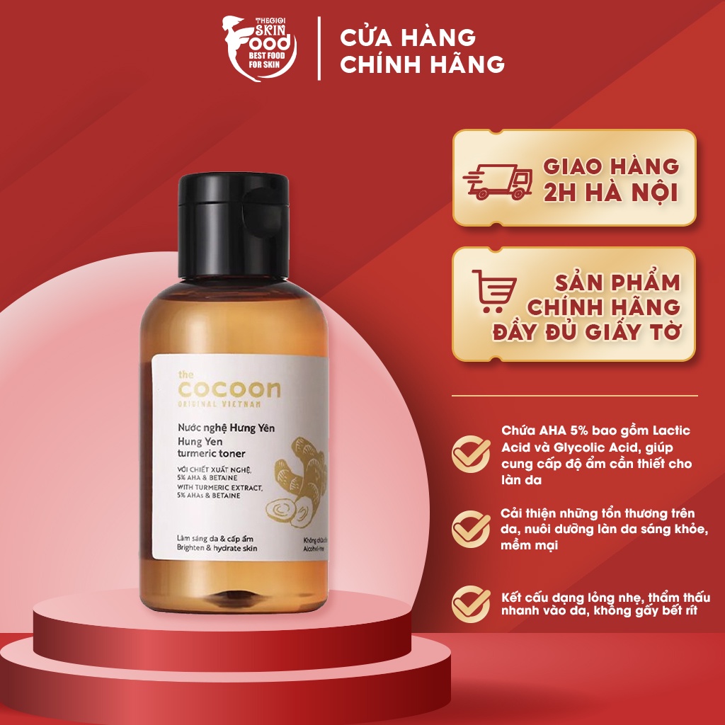 Nước Hoa Hồng Làm Sáng Da Từ Nước Nghệ Hưng Yên The Cocoon Hung Yen Turmeric Toner 140ml
