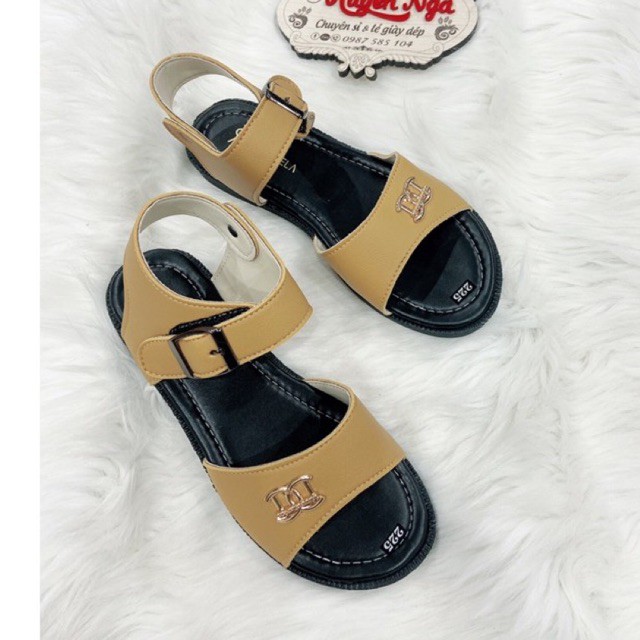dép quai hậu sandal nữ màu vàng đế đen