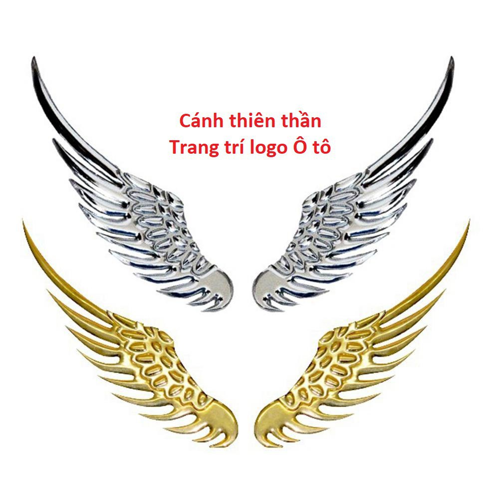 Đôi cánh thiên thần, biểu tượng cánh chim trang trí logo xe ô tô 2 màu bạc,vàng