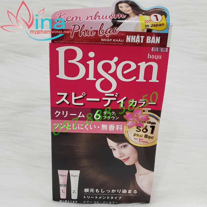 KEM NHUỘM TÓC PHỦ BẠC BIGEN SPEEDY COLOR CREAM SỐ 6 NÂU ĐEN