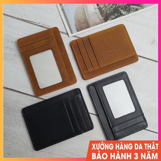 Ví Card Holder da bò thật 100% cho Nam Nữ, Ví đựng thẻ mini (8x11cm) - CH108