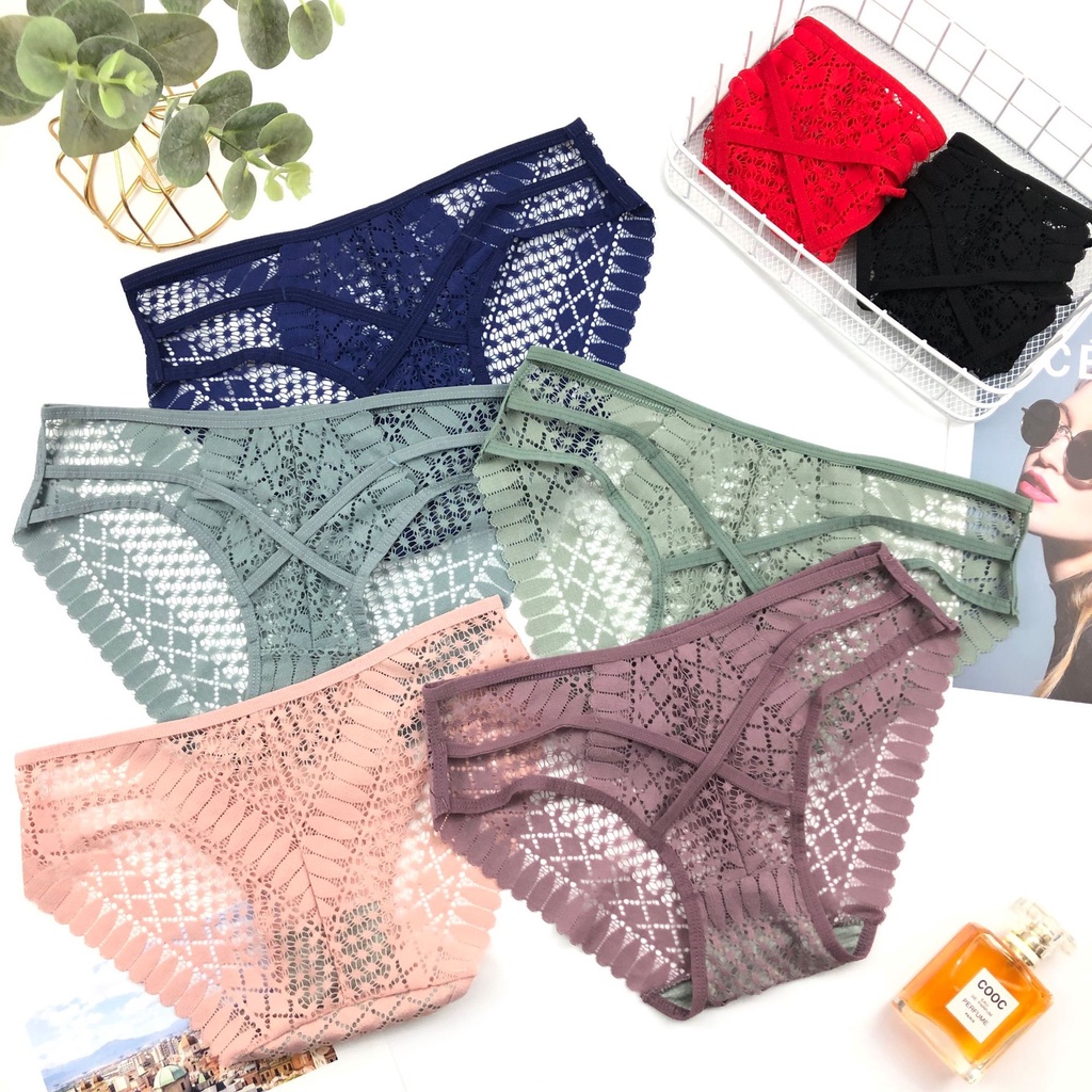 Quần lót nữ ren lưới đẹp sexy phối dây cotton quyến rũ