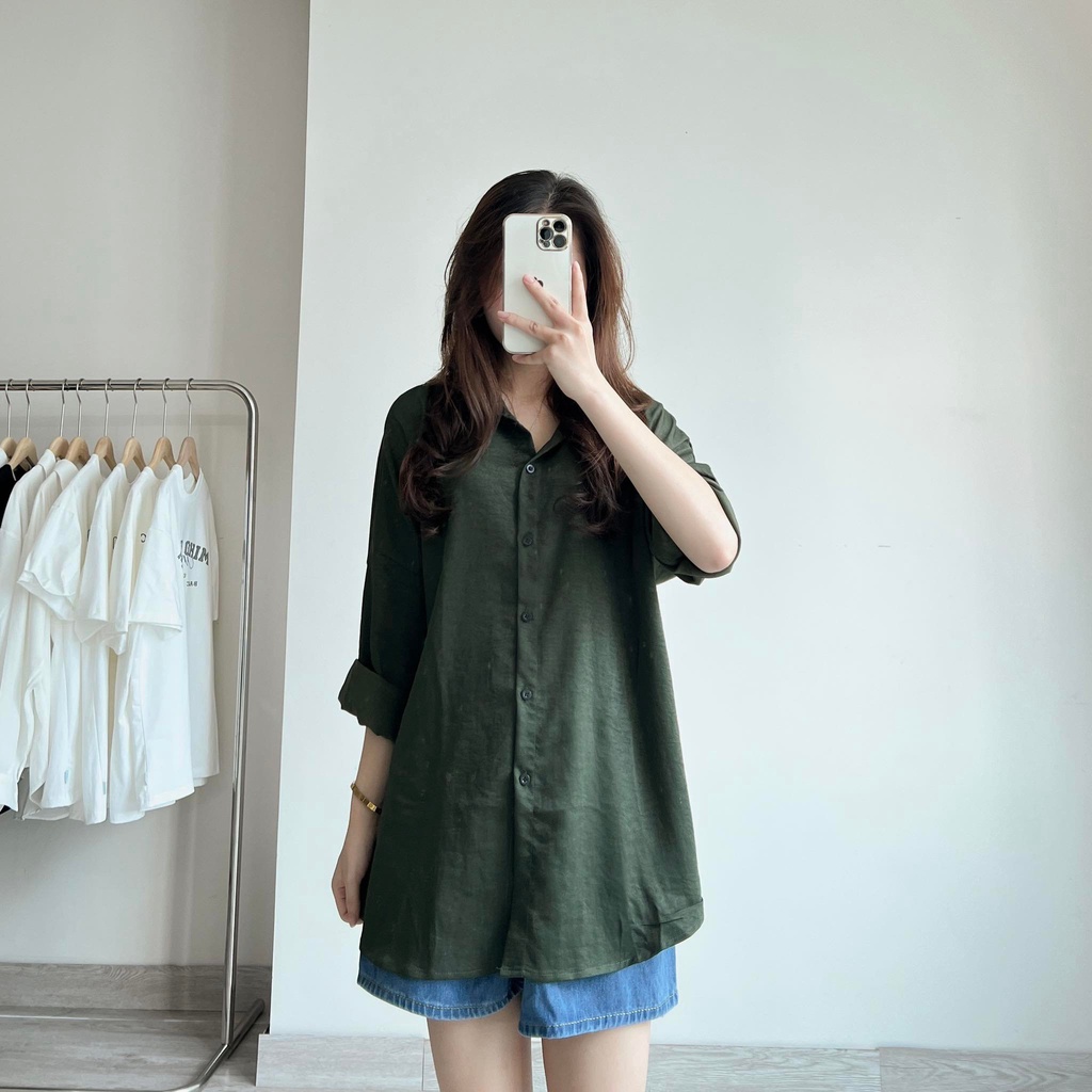 Sơ mi xanh lá nhãn thời trang nữ Miho house