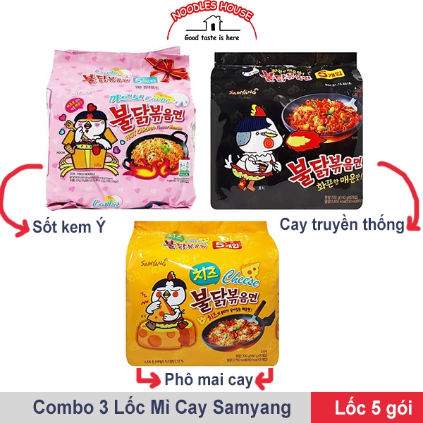 Lốc Mì Cay Hàn Quốc Samyang Vị Khô Gà Cay Phô Mai Sốt Kem (Có lẻ từng vị)