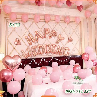 Set bóng trang trí phòng cưới, phòng tân hôn tông màu hồng mã dc33