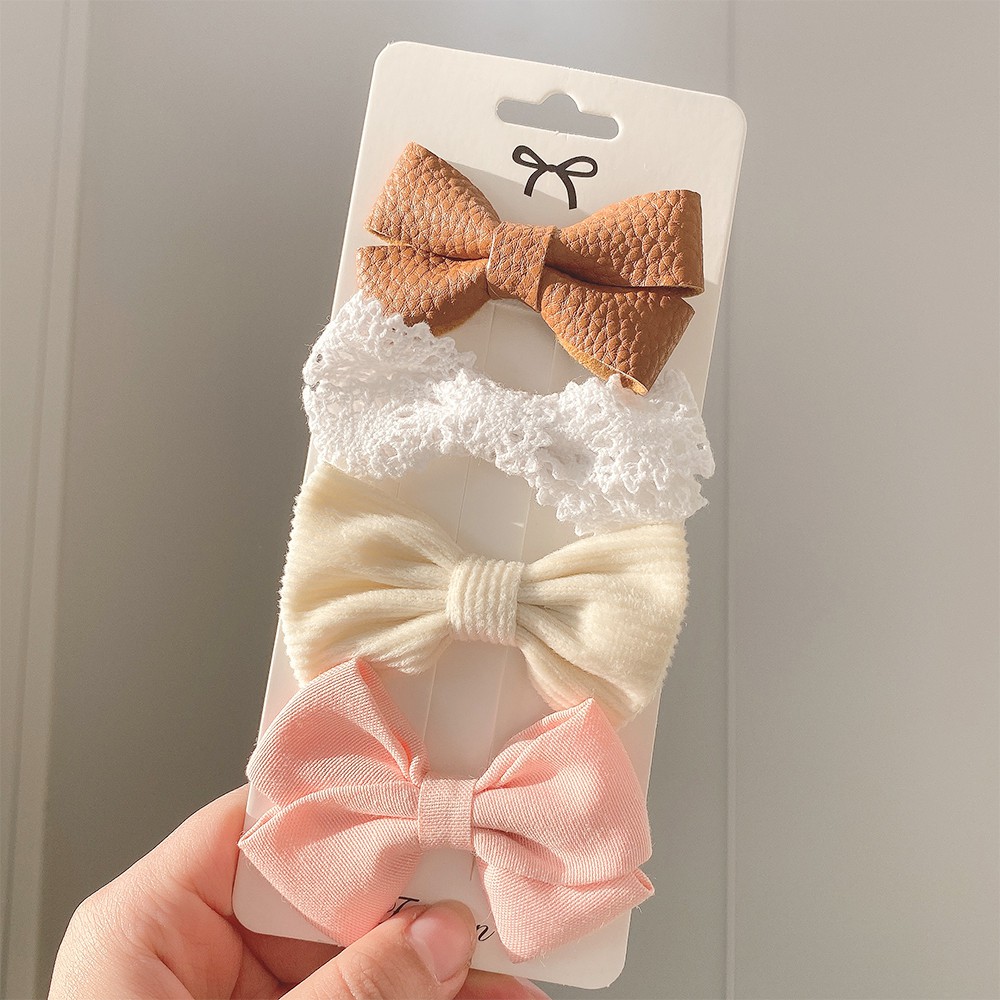 Set 4 kẹp tóc KIDSBOWS đính nơ nhiều mẫu họa tiết tùy chọn xinh xắn dành cho bé gái