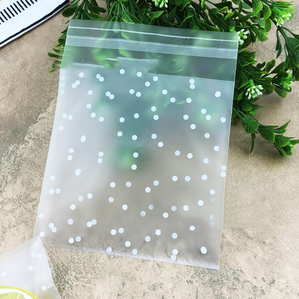 ❤LANSEL❤ 100 PCS Candy Self Adhesive Hot Seal OPP Plastic Packaging Bag Cookie Gift New Baking White Dots