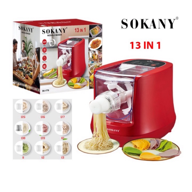 Máy làm bún, làm mì tươi, bánh canh tự động tại nhà Chính hãng SOKANY kèm 13 khuôn