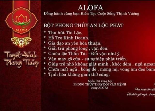 [TẶNG TÚI GẤM ĐỎ MAY MẮN] - Bột Phong Thủy Alofa 40 gói | BigBuy360 - bigbuy360.vn