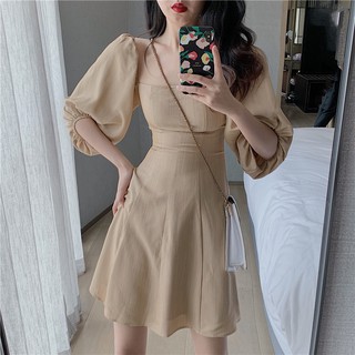 (ORDER) Đầm ngắn cổ vuông tay phồng kiểu Pháp thanh lịch