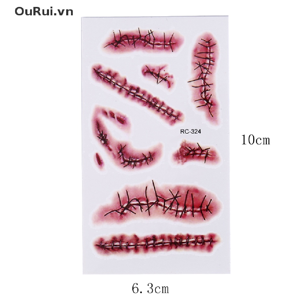 Bộ 5 Hình Xăm Dán Vết Thương Kinh Dị Dùng Hóa Trang halloween