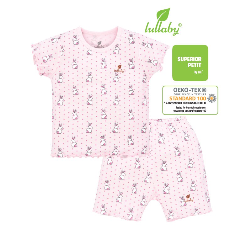 Lullaby - NH603P - Bộ bé gái cộc tay cài vai.