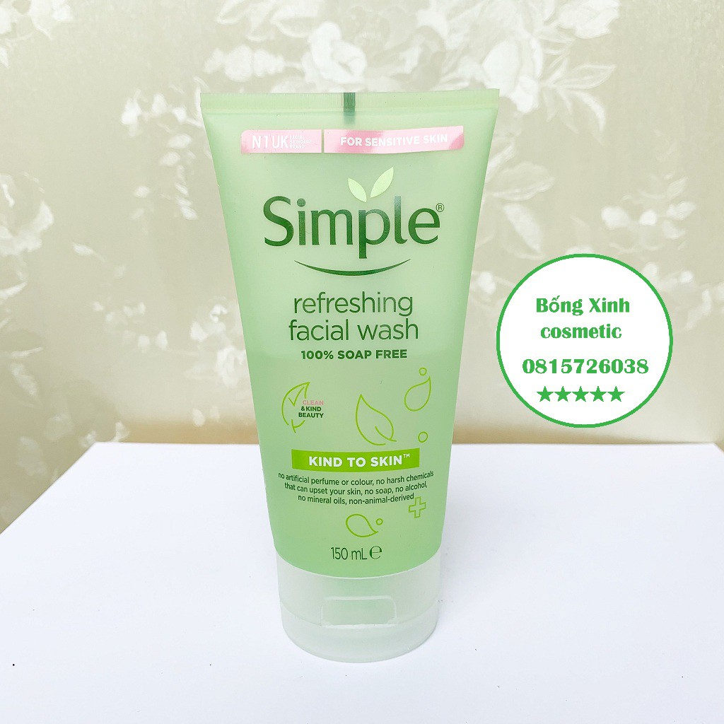 Sữa Rửa Mặt Simple Gel Kind To Skin Refreshing Facial Wash Gel 150ml