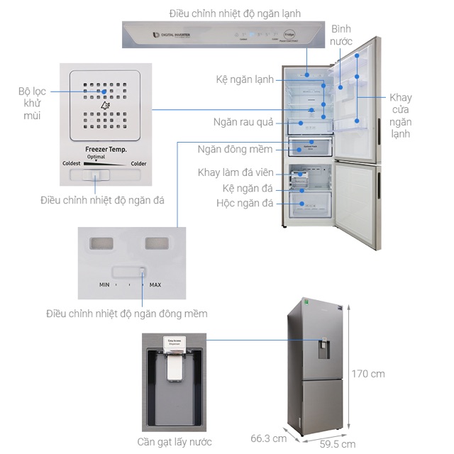 Tủ lạnh Samsung Inverter 307 lít RB30N4170S8/SV (2018) (có màu đen)