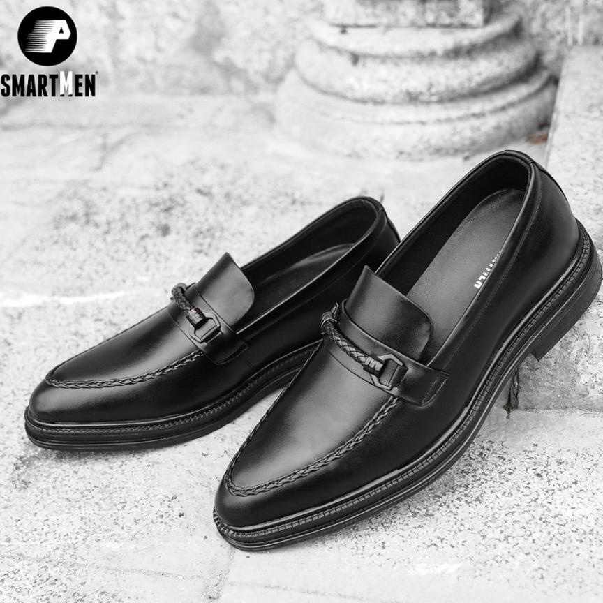 Giày lười công sở SMARTMEN tăng chiều cao màu đen GL-12Đ 👞