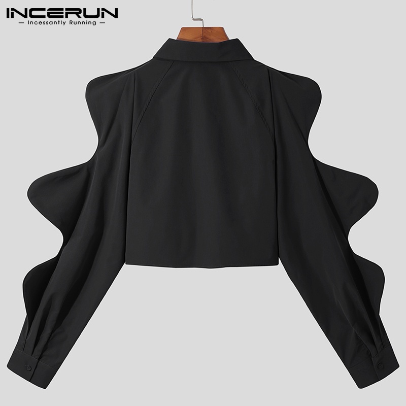 Áo khoác croptop INCERUN tay dài cổ bẻ thời trang dành cho nam