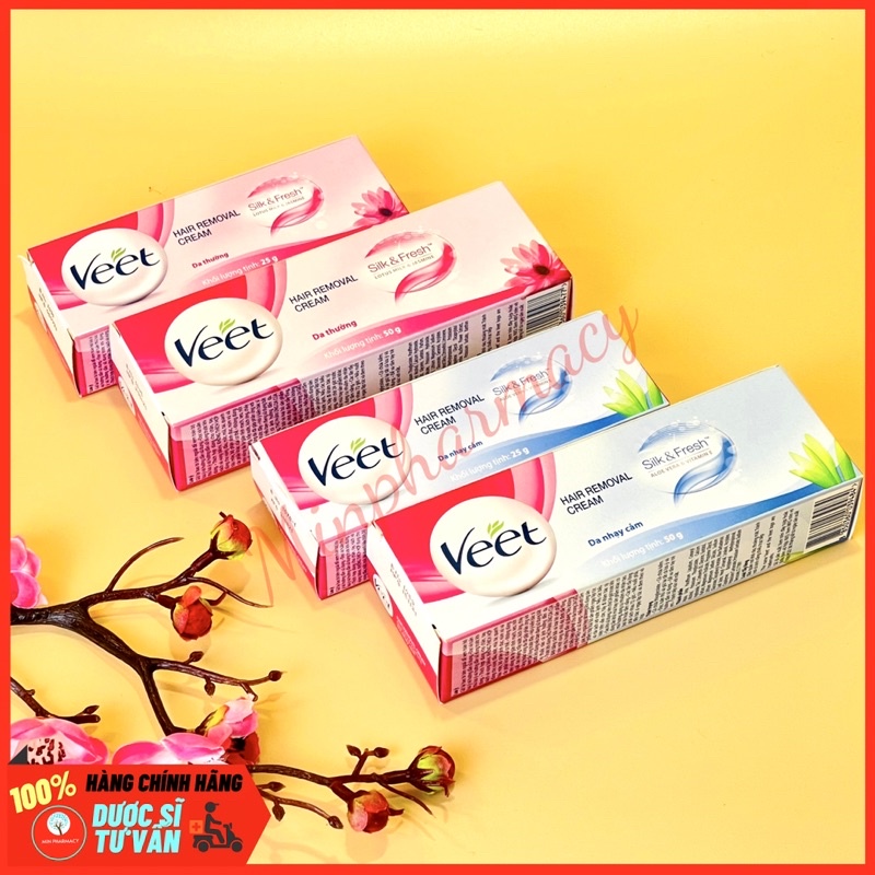 Kem Tẩy Lông VEET Silk &amp; Fresh An toàn và dịu nhẹ Dành cho da thường và da nhạy cảm - Minpharmacy