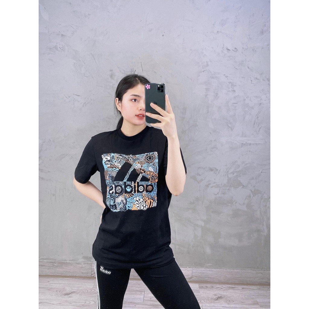 (HÀNG XUẤT XỊN) Áo das đen họa tiết 1555 DOODLE TEE Made in Cambodia full tag code  Size XS S M L