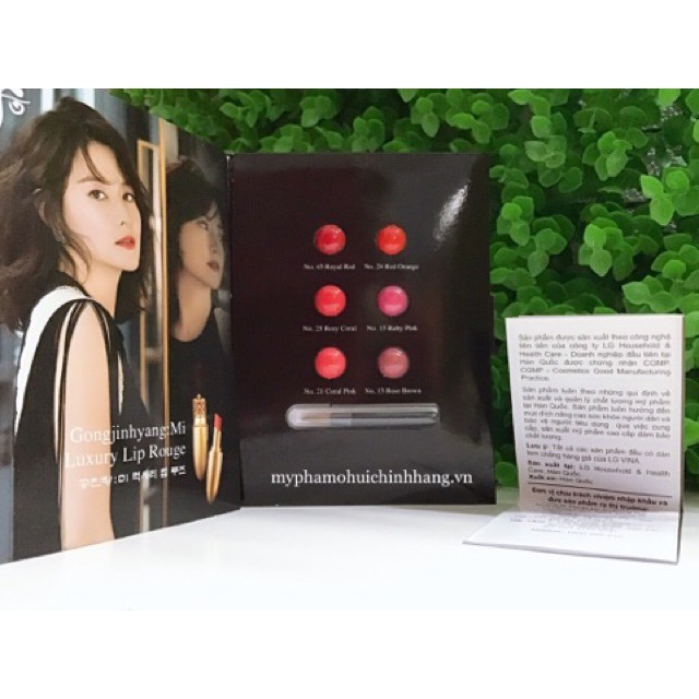 Thanh lí bảng 6 màu son lì dưỡng Whoo Mi Lip Rouge siêu đẹp kèm cọ 13 15 21 24 25 45 / mỹ phẩm Ohui công ty chính hãng