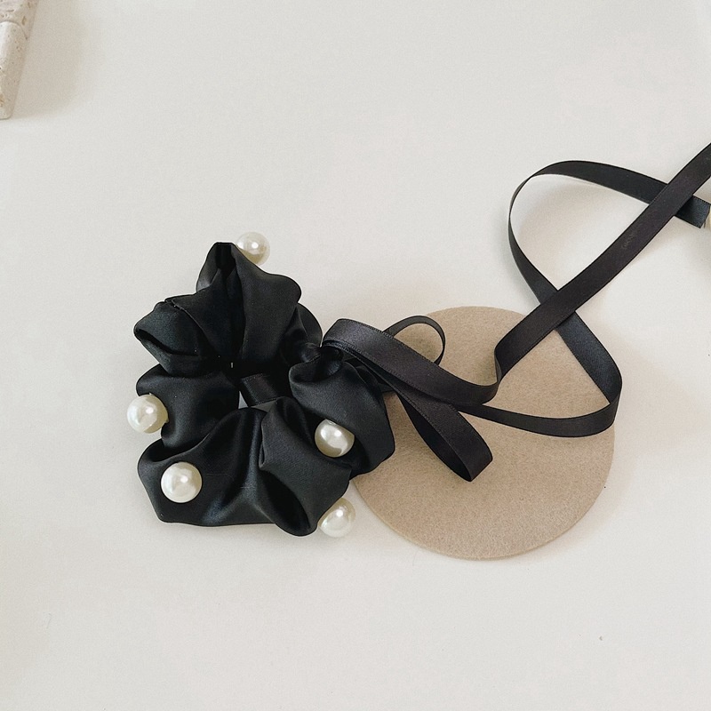 Dây buộc tóc đính nơ và ngọc trai xinh xắn cho nữ