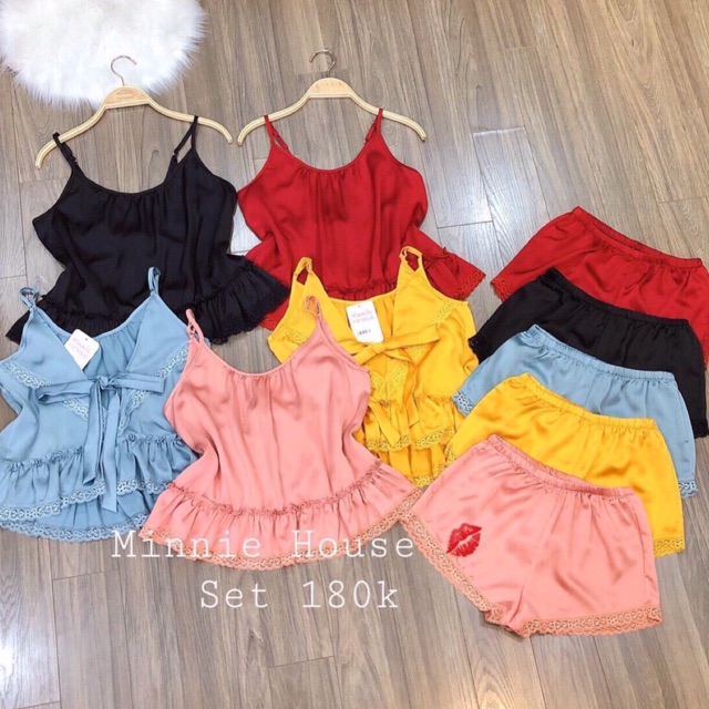 BỘ LỤA SATIN 2 DÂY REN BÈO