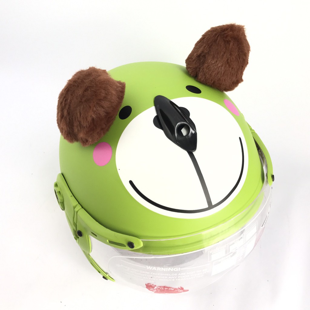 Mũ bảo hiểm trẻ em có kính V&S Helmet gấu xanh lá thumbnail