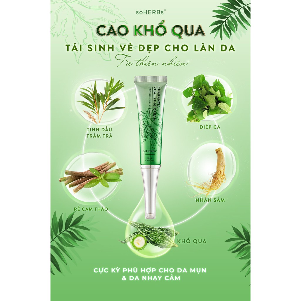 CAO KHỔ QUA SOHERBS GIẢI QUYẾT MỤN, KIỀM DẦU, DƯỠNG NHAN, TÁI TẠO DA KHỎE (10ml)