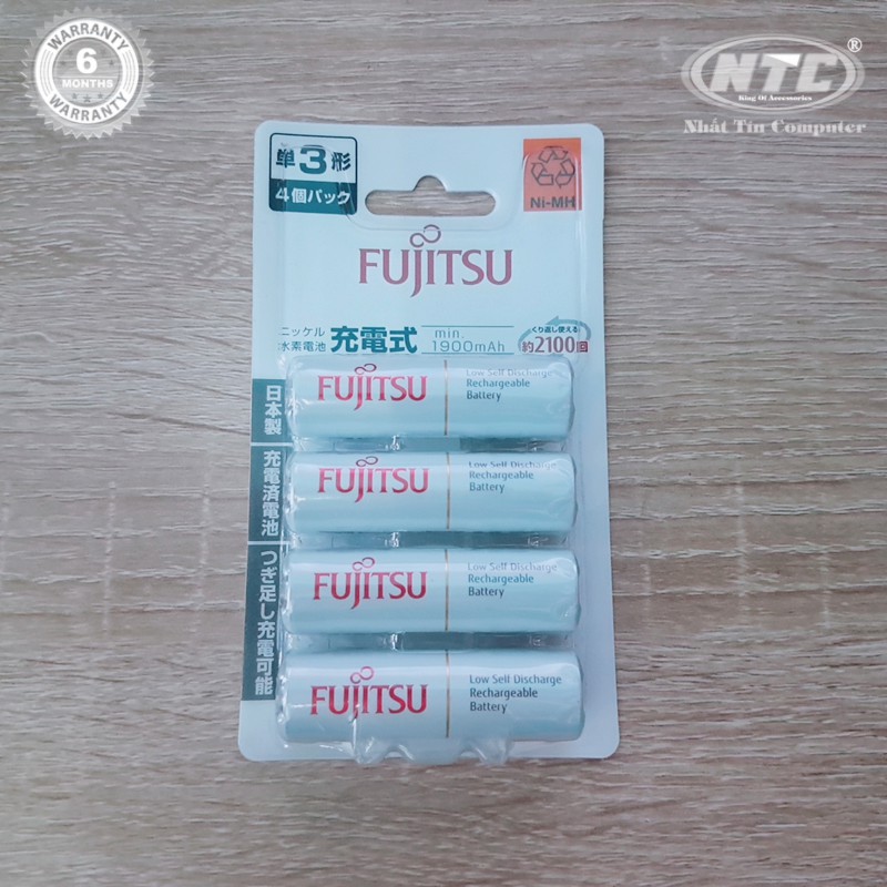 Pin sạc AA Fujitsu 1900mAh vỉ 4 Viên made in JAPAN - nội địa Nhật Bản (trắng)