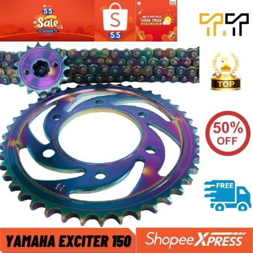 Nhông sên đĩa ex 150 TITAN, đĩa ex 150 mẫu TITAN tròn cực đẹp, đĩa kiểu exciter 150,nhông sên, Bảo hành 06 tháng
