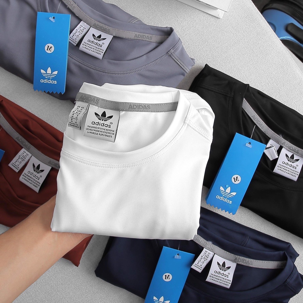Áo Adidas tay ngắn logo thêu bên dưới