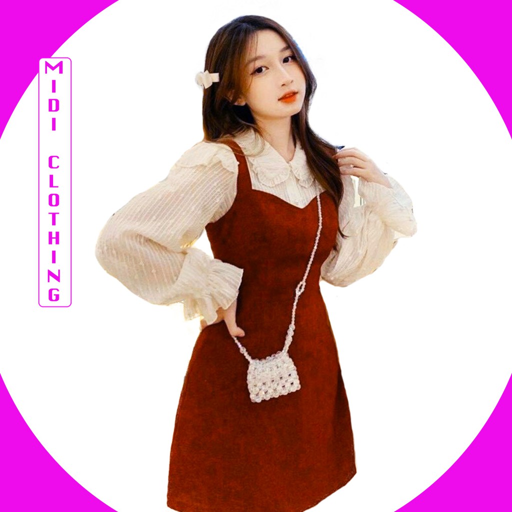Set đồ nữ sơ mi kiểu + yếm đỏ 2 dây bản to 👉Chất đẹp, đứng form 👉Phù hợp đi chơi, dạo phố, đi học 👉Dưới 56kg
