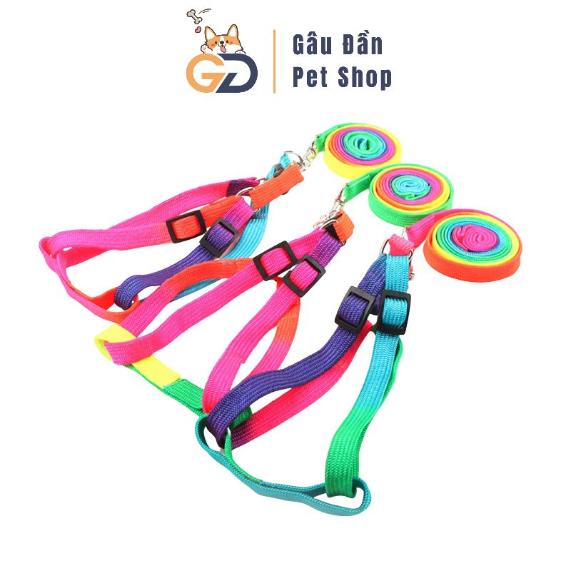 Dây Dắt Chó Mèo - Dây Dắt Chó Mèo Kèm Đai Yếm 7 Màu