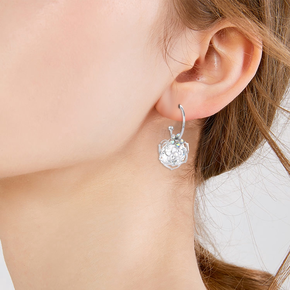 Hoa Tai Hình Hoa Hồng Đính Đá Zircon Sang Trọng