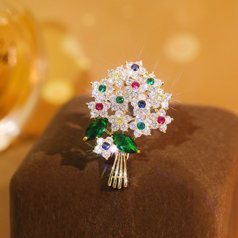 [Jiudolan] Trâm Cài Áo Hình Hoa Pha Lê Nhiều Màu Hàn Quốc Cho Nữ Corsage