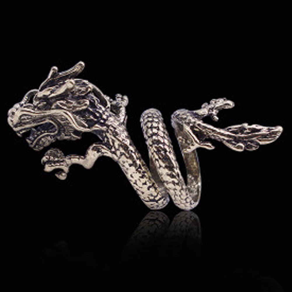 Nhẫn inox hình rồng phong cách gothic cho nam
