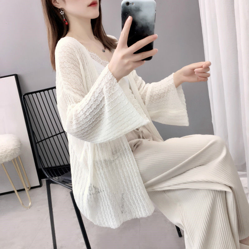 Áo Khoác Cardigan Vải Lụa Dệt Kim Mỏng Dáng Rộng Chống Nắng Phong Cách Hàn Quốc Thời Trang Mùa Hè Cho Nữ | BigBuy360 - bigbuy360.vn