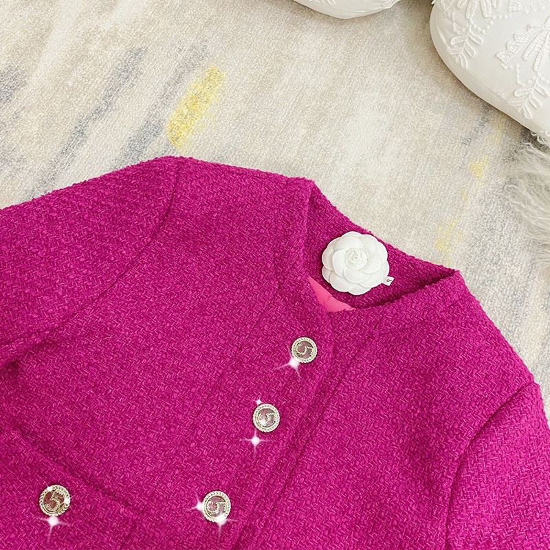 Áo Khoác Dạ Tweed Cao Cấp màu Hot Pink nổi bật Trendy 2022