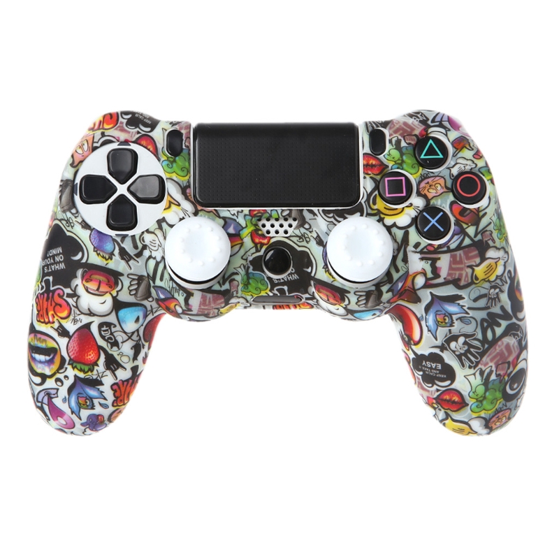 Vỏ Bảo Vệ Bằng Silicon Cho Tay Cầm Chơi Game Ps4 + 2 Nắp Đậy