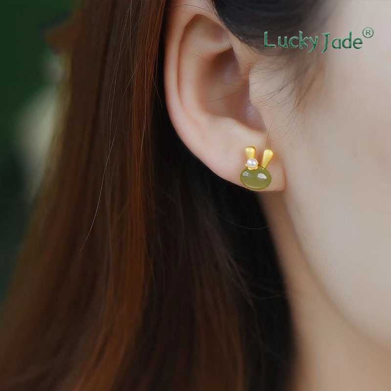 Bông Tai Mạ Vàng 18K Hình Thỏ Dễ Thương