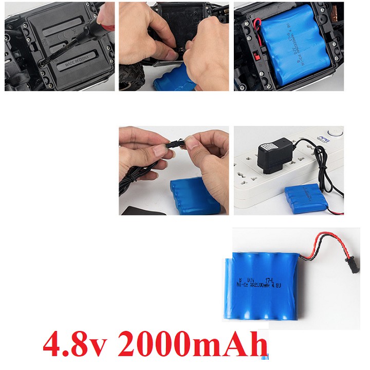 Xe đua địa hình điều khiển từ xa sóng 2.4G pin 2000mAh tỉ lệ 1:16 mô hình Rock Crawler